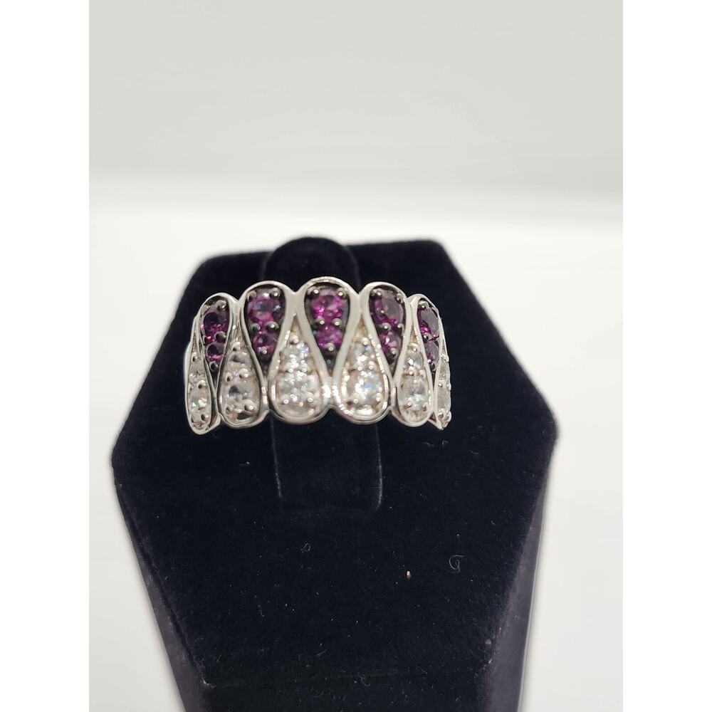BBJ Sterling Garnet Ring W/white Sapphire